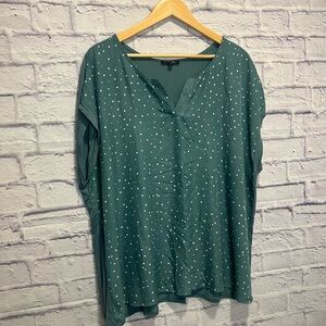Papermoon 3XL Teal Blouse with White Dots